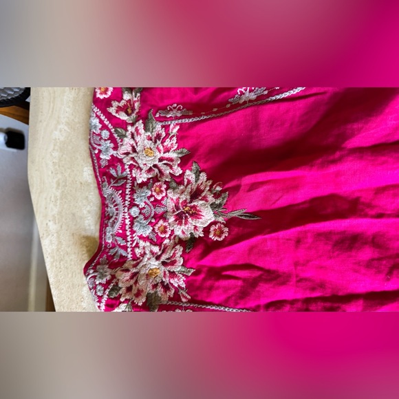 Johnny was Embroidered hot pink Women's Top - Picture 5 of 7